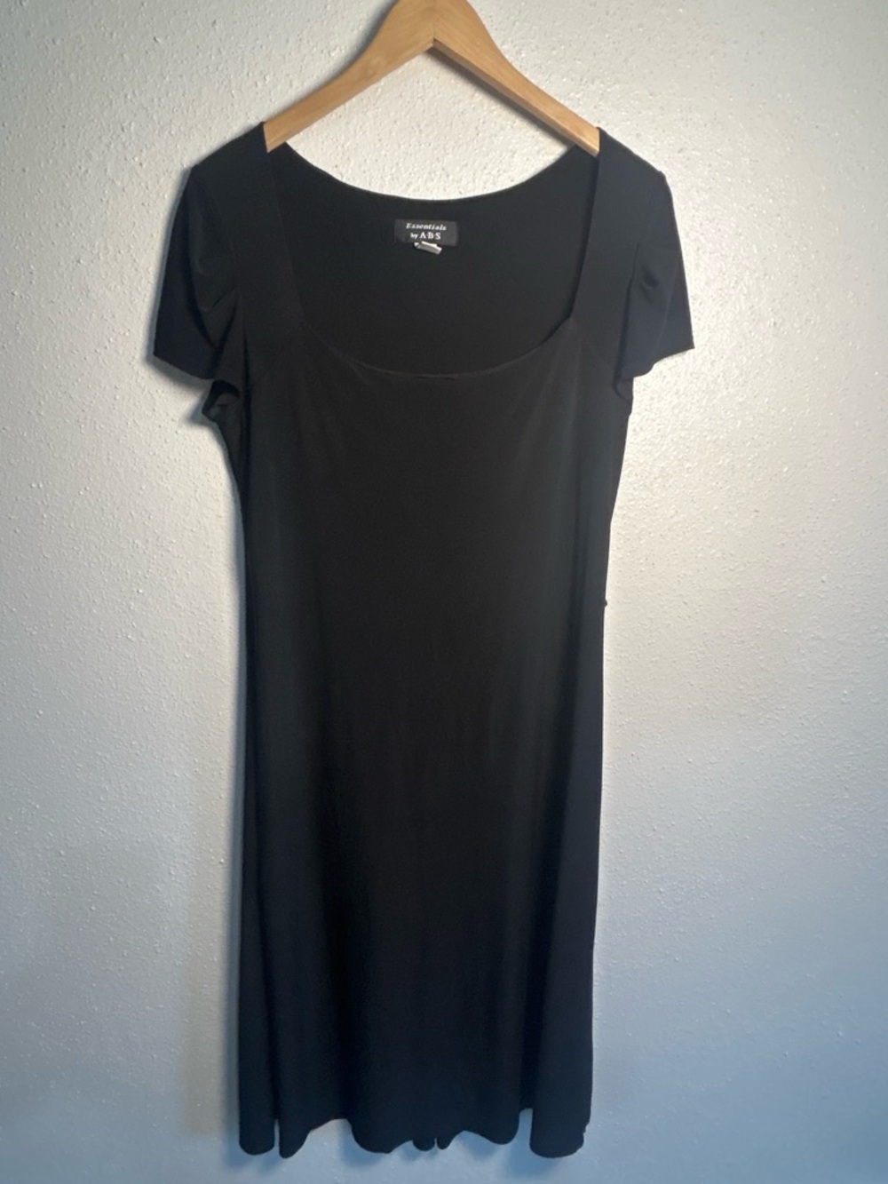 Essentials by A.B.S Black Scoop Neck Short Sleeve Dress Size Medium